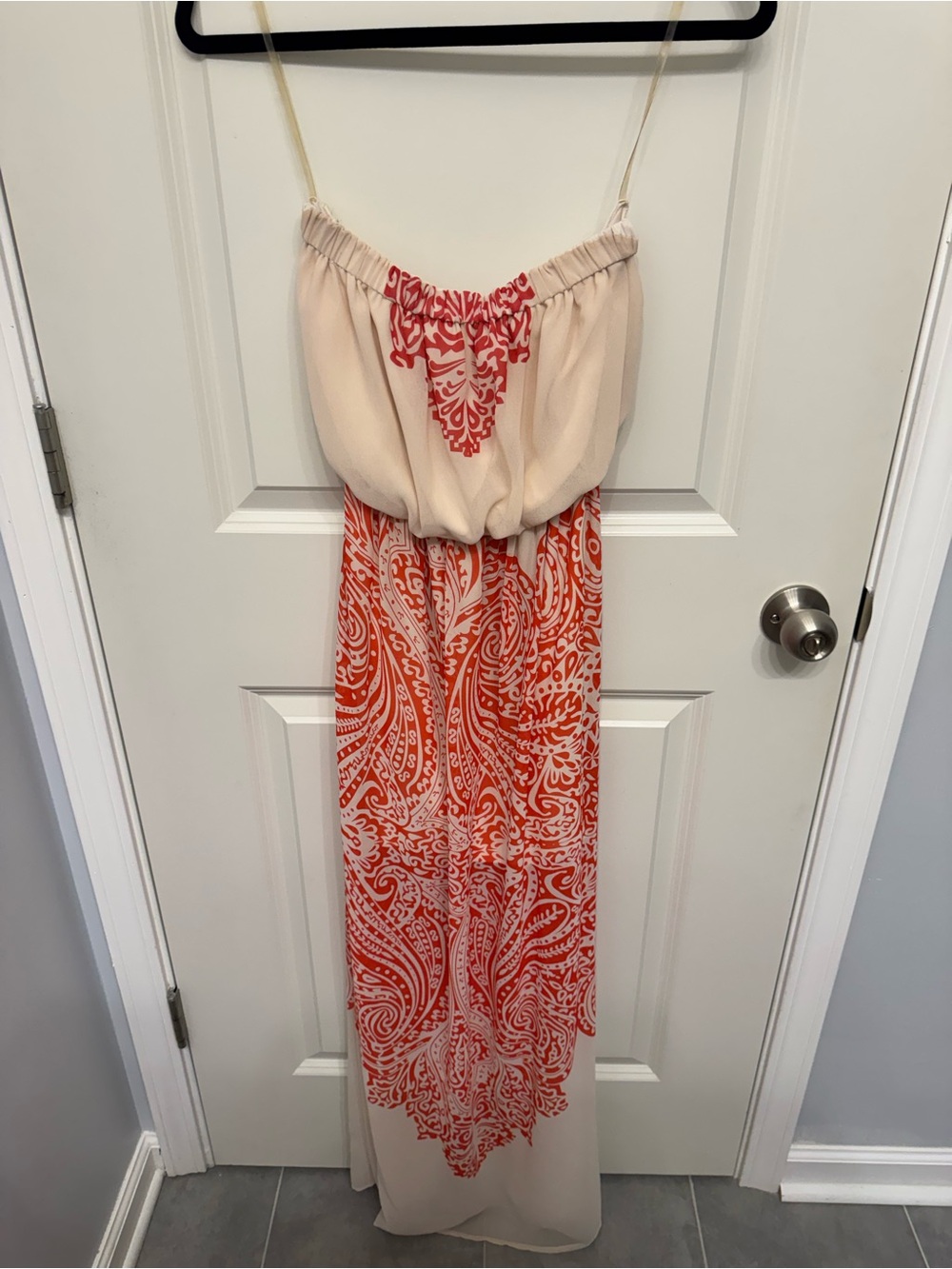 entro Light Pink Maxi Dress with Coral Paisley Print